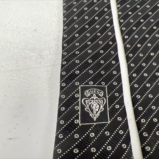 Gucci Men's Black Striped & Logo Neck Tie $295