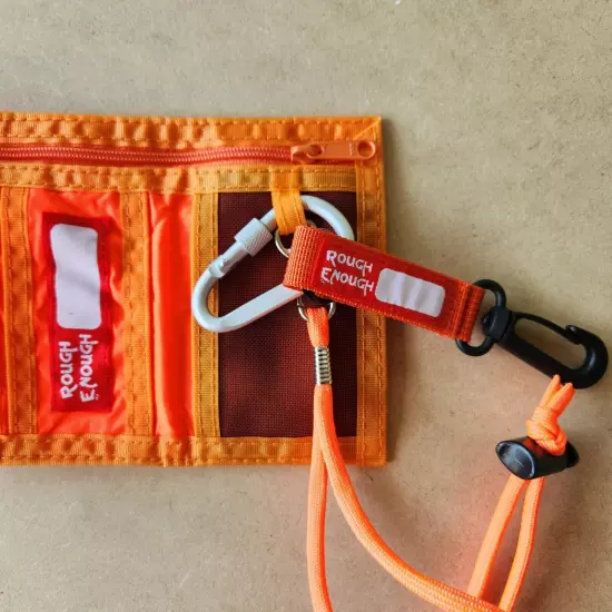 Rough Enough Wallet Orange Tri Fold Canvas