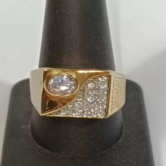 Men's Cubic Zirconia Gold Tone Ring Size 10.5