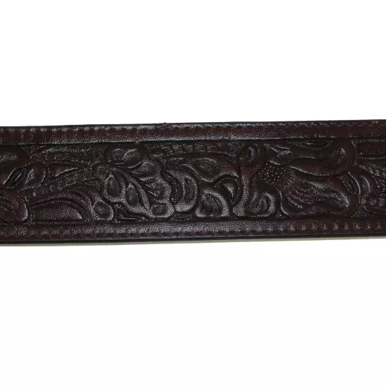 New CTM Embossed Leather Money Belt with Removable Buckle