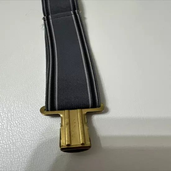 Vintage 50’s Suspenders Gray and Black Stretch Clip On Gold Rockabilly