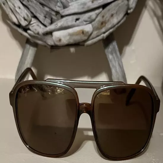 RARE Maui Jim "SILVERSWORD" 701-56 Brown w/ Iridescent Aqua Frames/Bronze Lenses