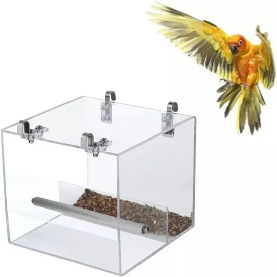 Automatic Bird Feeder No Mess Cage Pet 5.1 x x 4.3 inch, transparent 