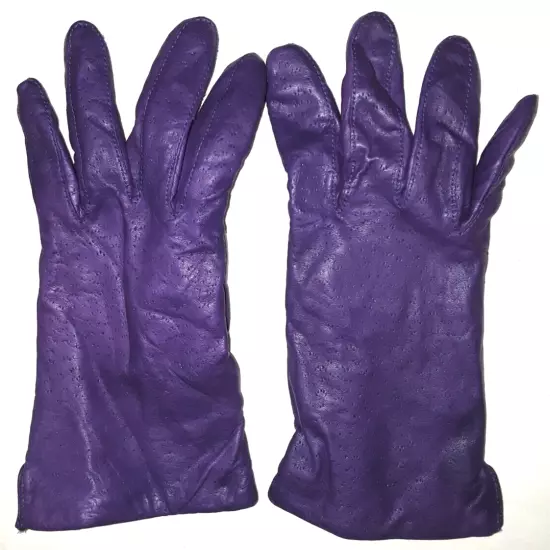 Womens lined purple leather gloves size M