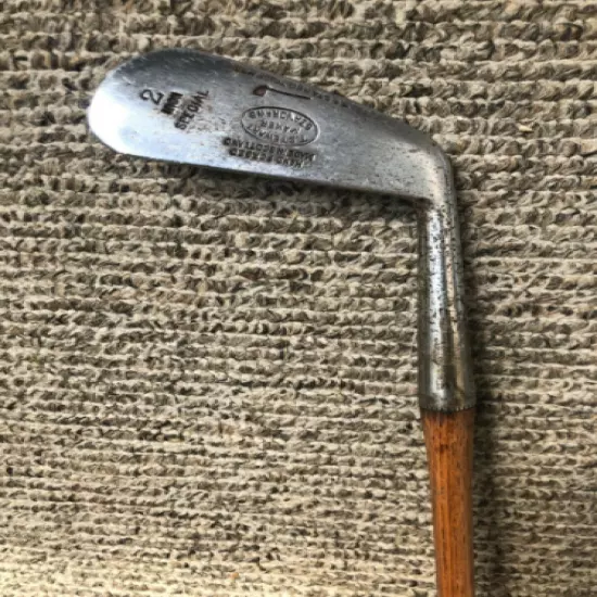 Tom Stewart line face 2 iron hickory wood shaft golf club