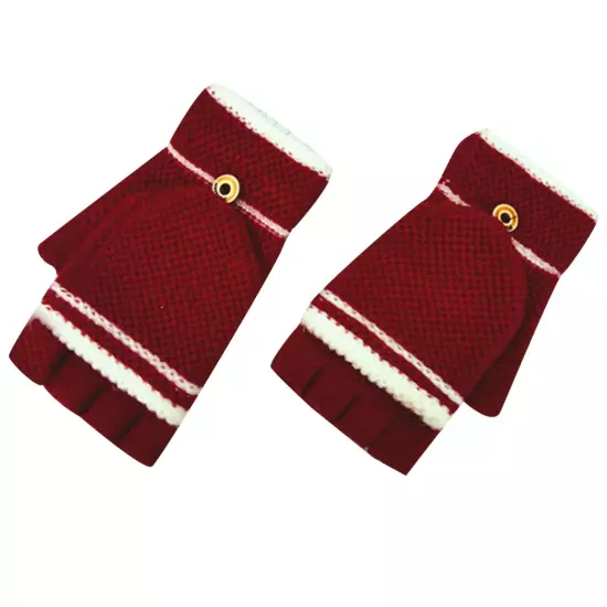 Winter Knitted Flip Gloves For Men And Women Adult Fingerless Reverse Cover Warm