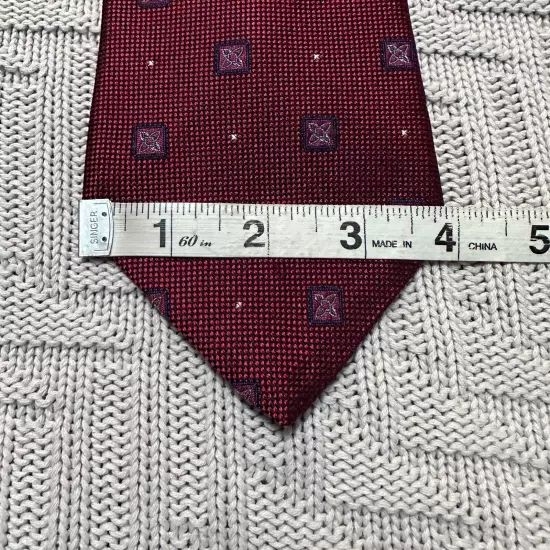 Tommy Hilfiger maroon geometric floral silk tie