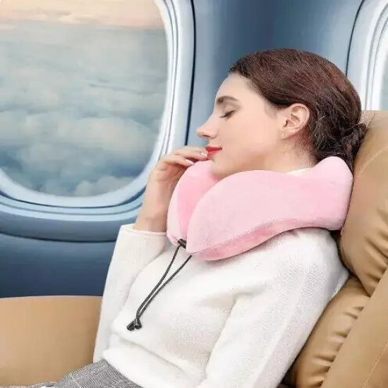 Comfort Travel Pillow Memory Foam Neck Pillow with Breathable Eye Mask Ear Plugs