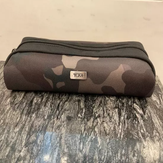 NEW - TUMI Zippered Ballistic Nylon Pencil Case Cord Pouch - KHAKI CAMO & BLACK