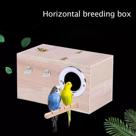 Wooden Bird Breeding Cage Nesting Box Hatching Nest Parakeet Budgie Finches Cage