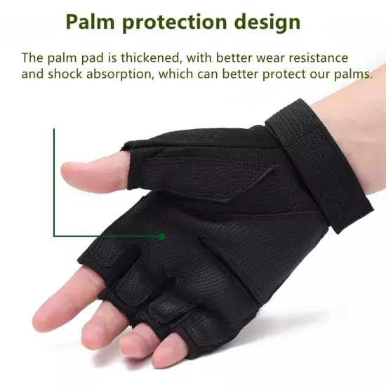 Men's Fingerless Breathable Workout Gloves Tactical Combat Shooting Motorcycl...