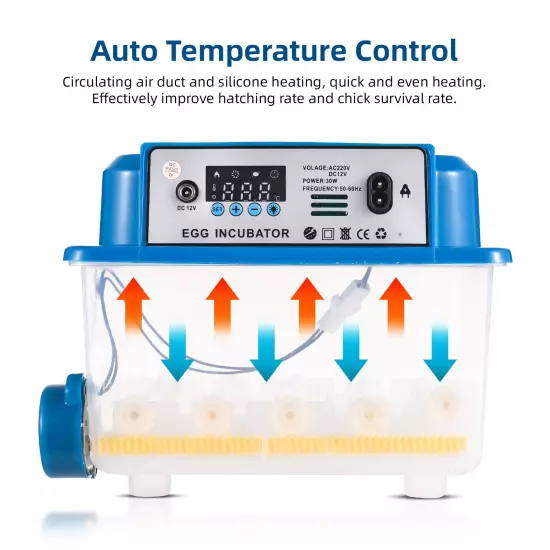 16 Eggs Incubator with Automatic Turning, Humidity Control, V1C3