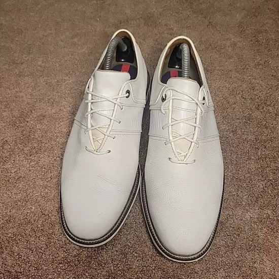 FootJoy Dryjoys Premiere Men's White Leather Golf Shoes, Size 8.5 Wide (53908)