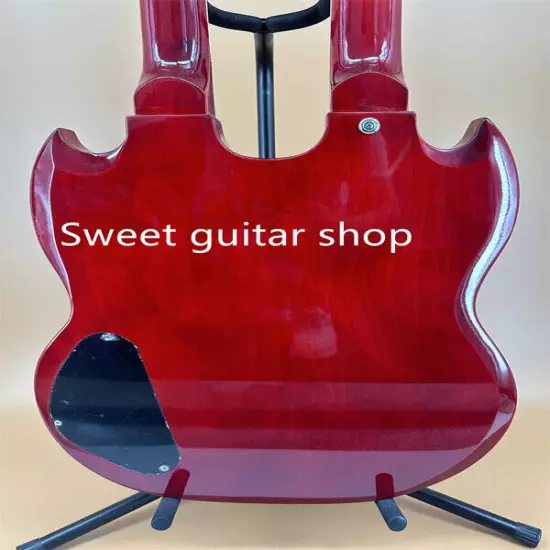 Red Electric Guitar SG Double Wine 6+12-Strings HH Pickup Fixed Bridge Fast Ship