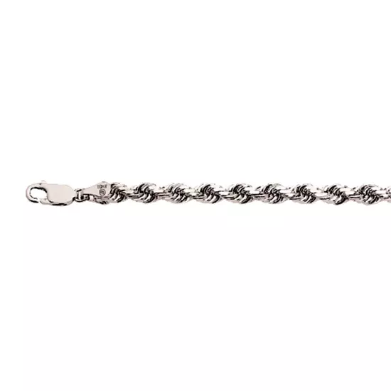 10k White Gold 1mm-12mm Solid D/Cut Rope Chain Necklace Bracelet Size 7"-30"