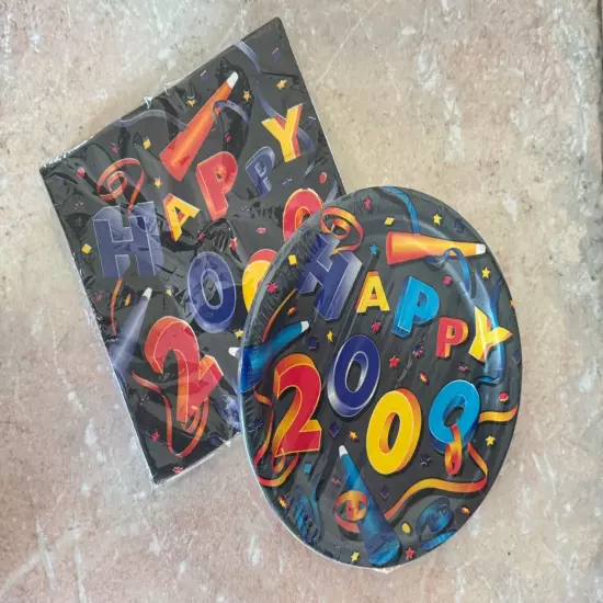 Happy New Year 2000 - Millennium Party Paper Plate napkin set RARE