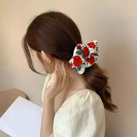 Floral Printed Hair High Elastic Large Intestine Hair Ring G4P3 ио