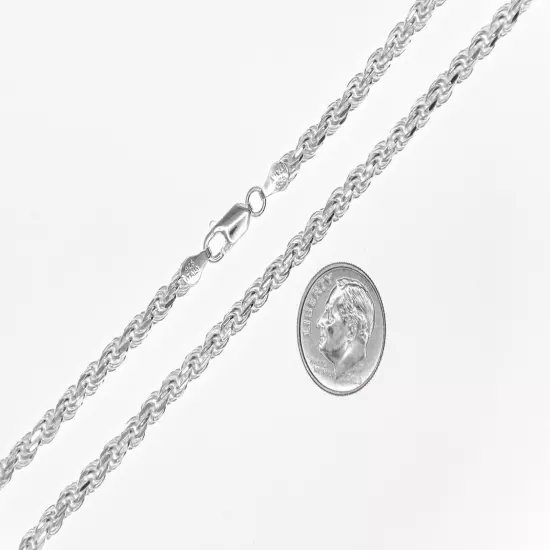 Italy 925 SOLID Sterling Silver Diamond-Cut ROPE Chain Necklace or Bracelet 