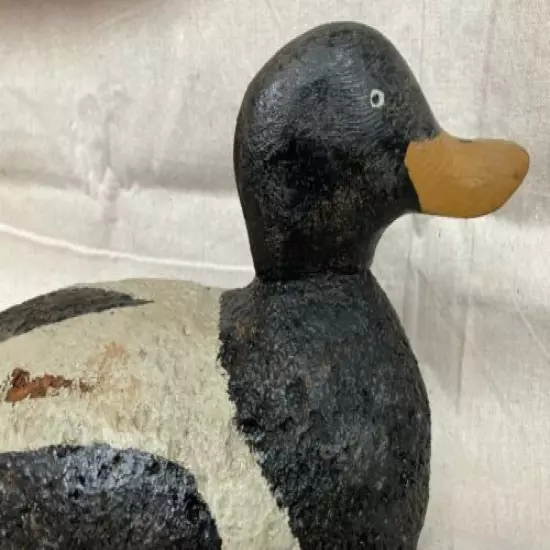 Vintage 14" Cork Duck Decoy with cord and weight