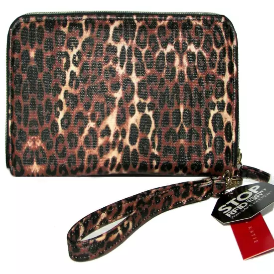 KELLY & KATIE Leopard Zip-Around Clutch Wallet Wristlet NWT 