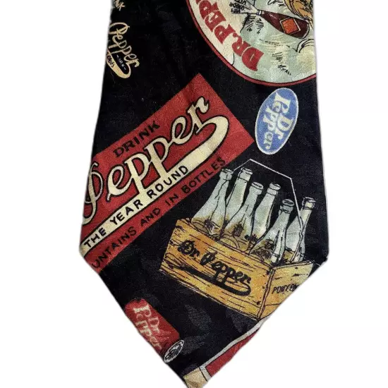 Vintage Nicole Miller 1993 Dr. Pepper 100% Silk Tie Men's Necktie