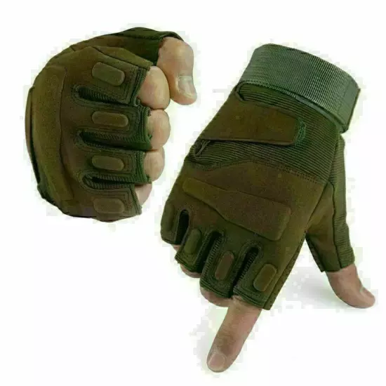 Half Finger Tactical Rubber Gloves Paintball Fingerless Cycling Shooting