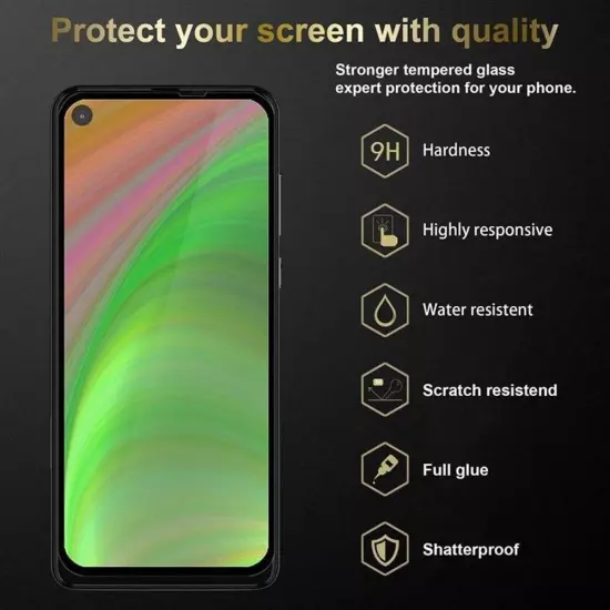 3x Fullcover Tempered Glass for Motorola ONE ACTION Screen Protection Film