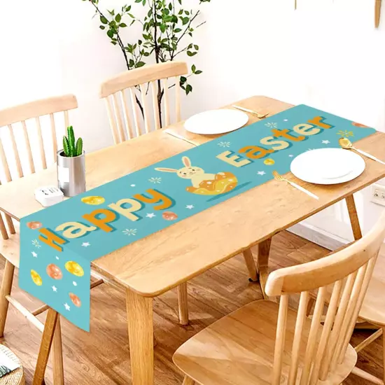 2024 Easter Table Flag Bunny Holiday Linen Printed Table Decoration Flag Heat