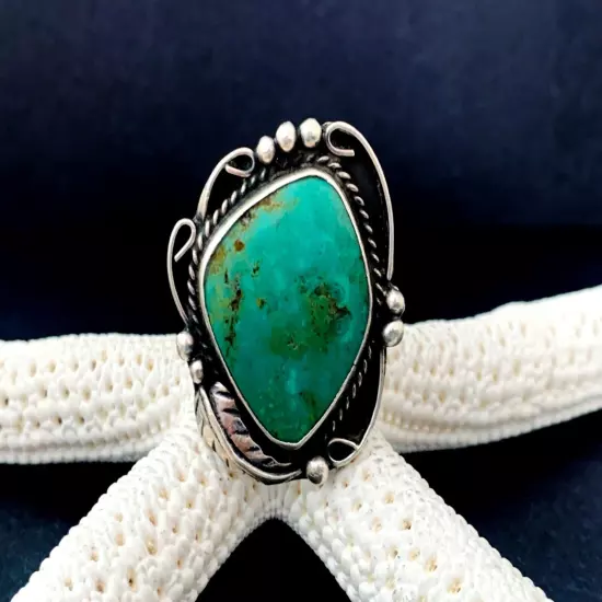 Sterling Silver 925 Turquoise Mexico Southwest Mens Native Style Bold Large Ring