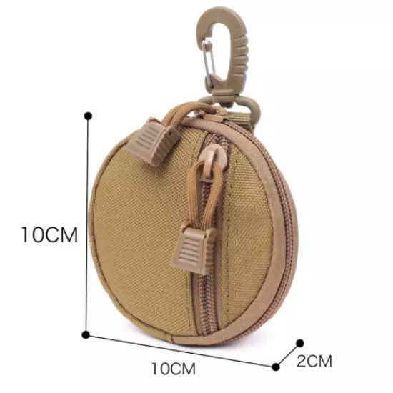 2PCS Military Coin Purse Outdoor Molle Pouch Earphone USB Storage Bag Round Case