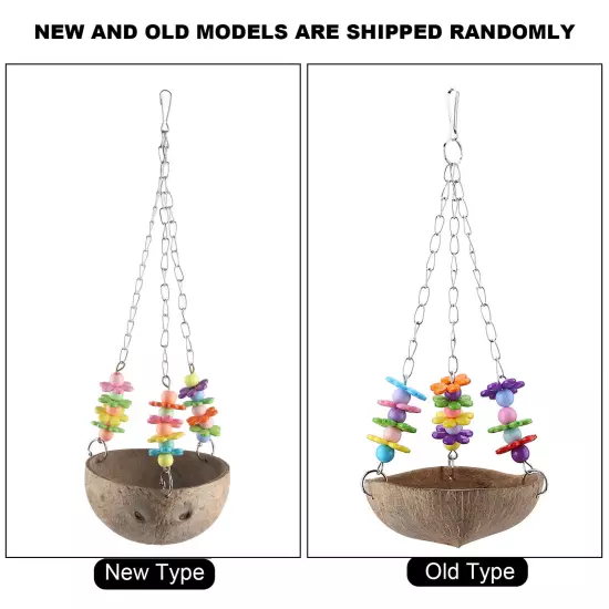 Bird Coconut Shell Swing Toy Wire Cage Hanging Chew Toy 