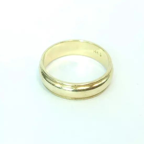 14k Yellow Gold Milgrain Men's 4mm Band Ring Size 10 3/4"