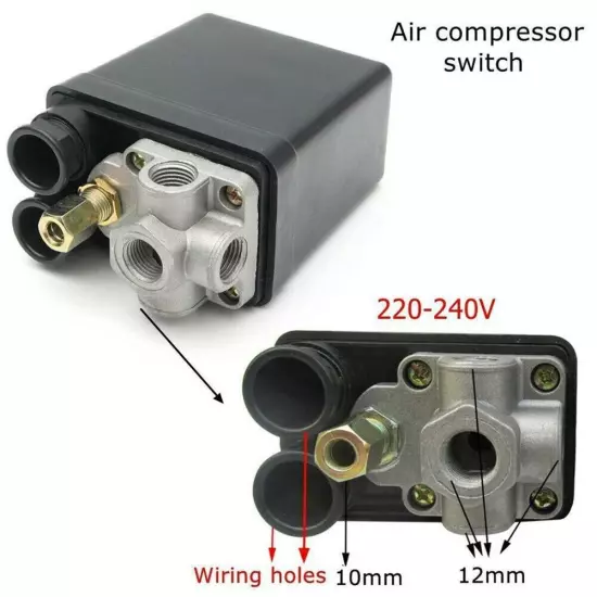 Air Compressor Pressure Switch Control Valve-Replacement Parts 90-120 PSI-240V