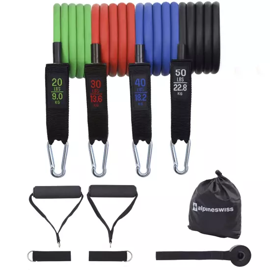 Alpine Swiss Exercise Resistance Bands with Handles Workout Fitness Tube Bands