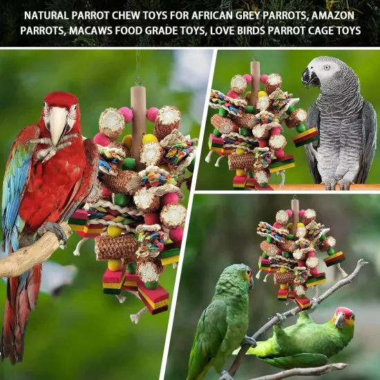 Bird Toys, Parrot Toys Made of Natural Multi-Colored Wooden... 