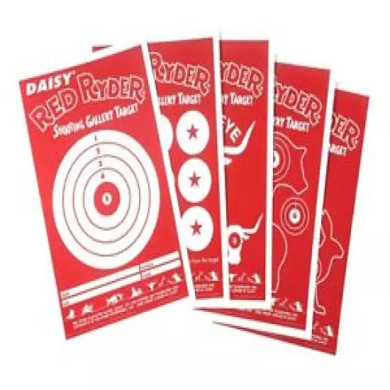 Daisy Red Ryder Shooting Gallery Targets 25 Assorted 8.5" x 5.5" Red & White