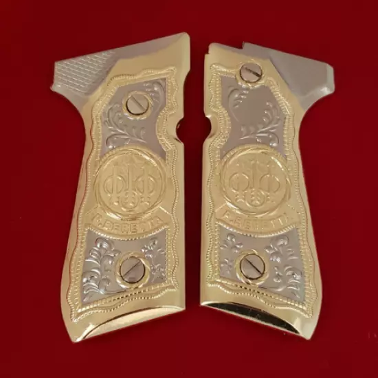 Custom Beretta GRIPS 92/96 Series Pistols 92F, 92FS, M9, 96 Nickel Gold