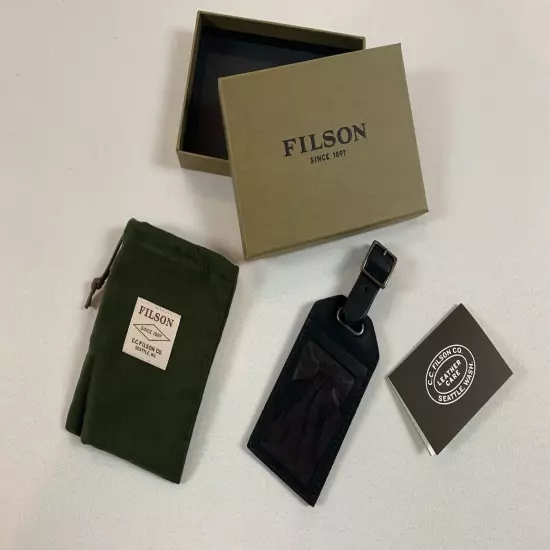 FILSON DAWSON LEATHER LUGGAGE TAG BLACK ONE SIZE NWT SOLD OUT