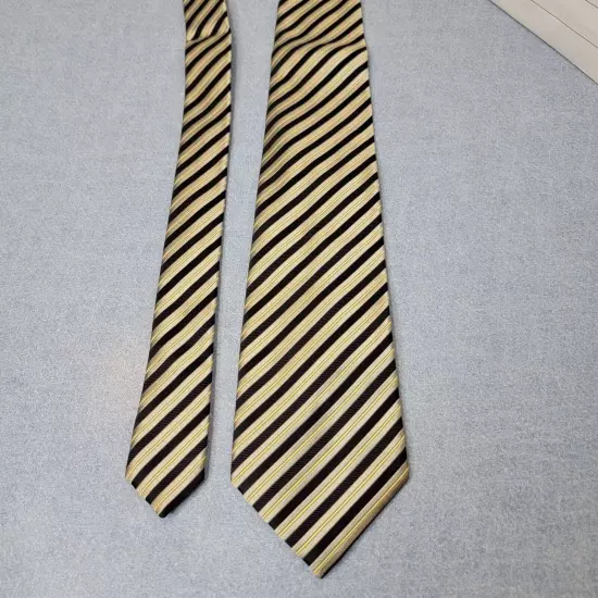 Charvet Made In France Tie Black Gold Yellow Striped Luxury Silk Designer