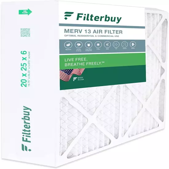 Filterbuy 20x25x6 Air Filters, AC Furnace for Aprilaire Space Gard 201 (MERV 13)