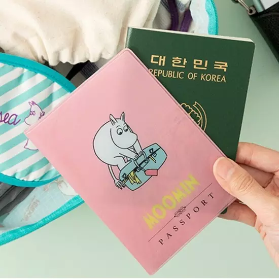 Cute Moomin Adventure PVC Passport Holder Cover Travel Wallet Organizer