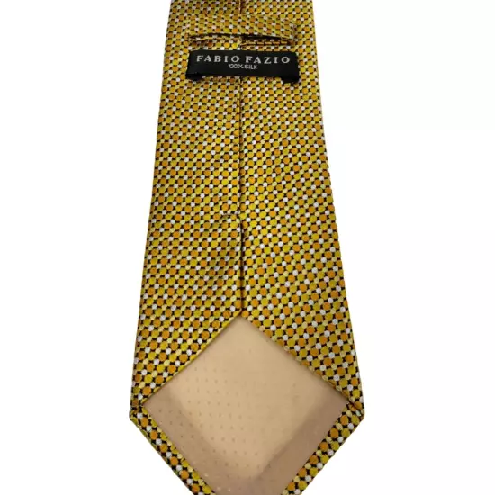 Fabio Fazio Mens Silk Yellow and Black Hexagon Pattern Tie