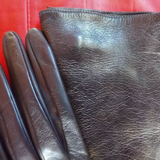 ULTRA LONG Size 8 BLACK UNLINED KID LEATHER GLOVES FORMAL EVENING BOUDOIR