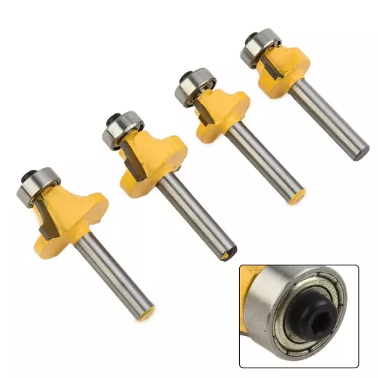 4 Pcs/1/4 Inch/Shank Round Over Bead Edge Forming Router Bit 1/2 3/8 1/4 1/8