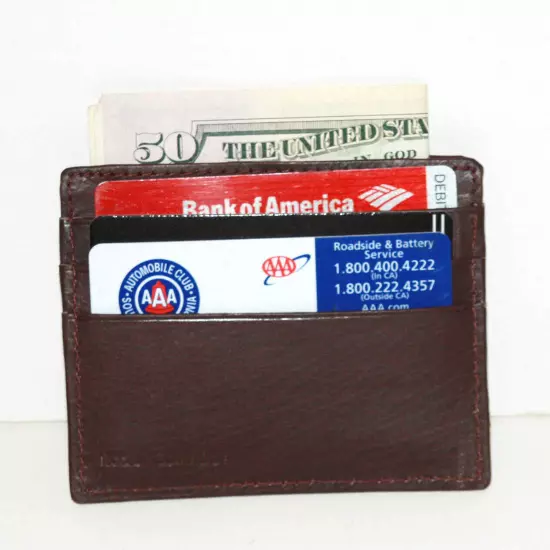 BROWN Genuine Leather Men Credit Card Holder ID Holder Thin Pocket Thin Wallet