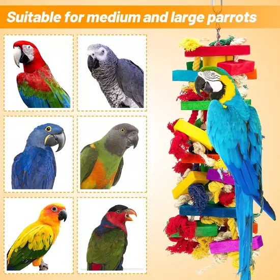 Extra Large Bird Parrot Toys for Macaws, African Grey, Amazon Parrots