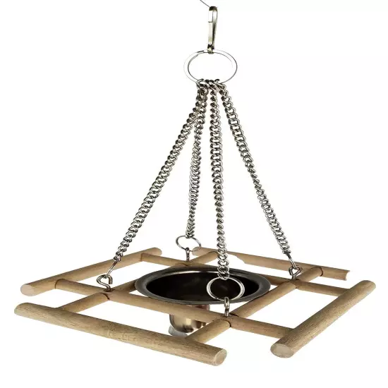 Parrots Feeder, Seating Perch Stand Bird Feeder Bowl with Wooden Stand.