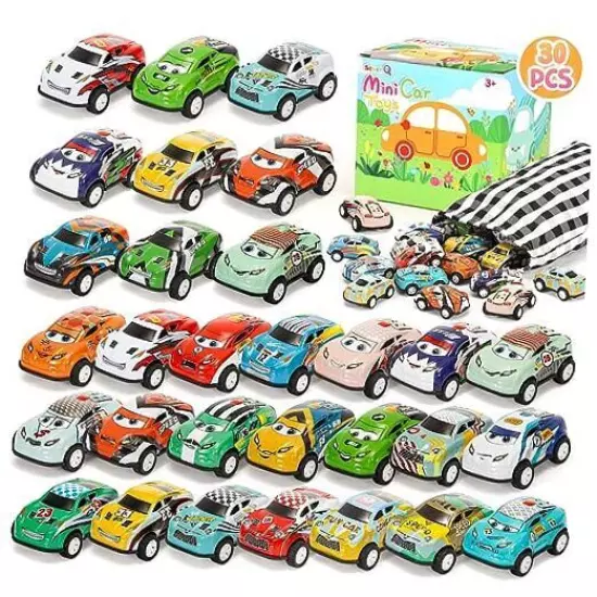  Toy Cars for Kids Ages 4-8, 30Pcs Pull Back Cars Playses with Storage 30pcs