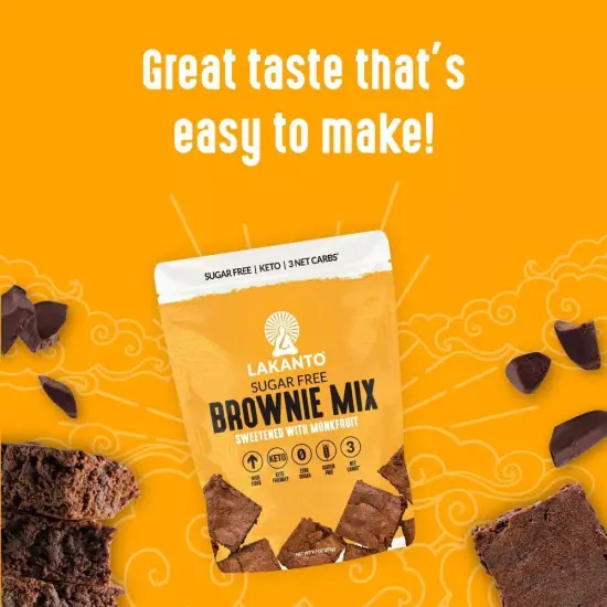 Lakanto Sugar Free Brownie Mix - Sweetened with Monk Fruit Sweetener Keto Die...