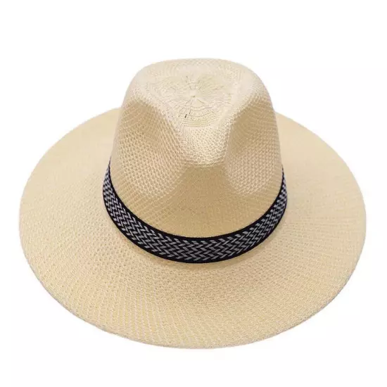 Men Women Straw Jazz Fedora Hat Trilby Cuban Sun Cap Panama Short Brim Summer S